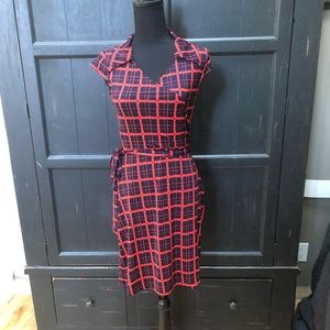 Gilli red & navy wrap dress